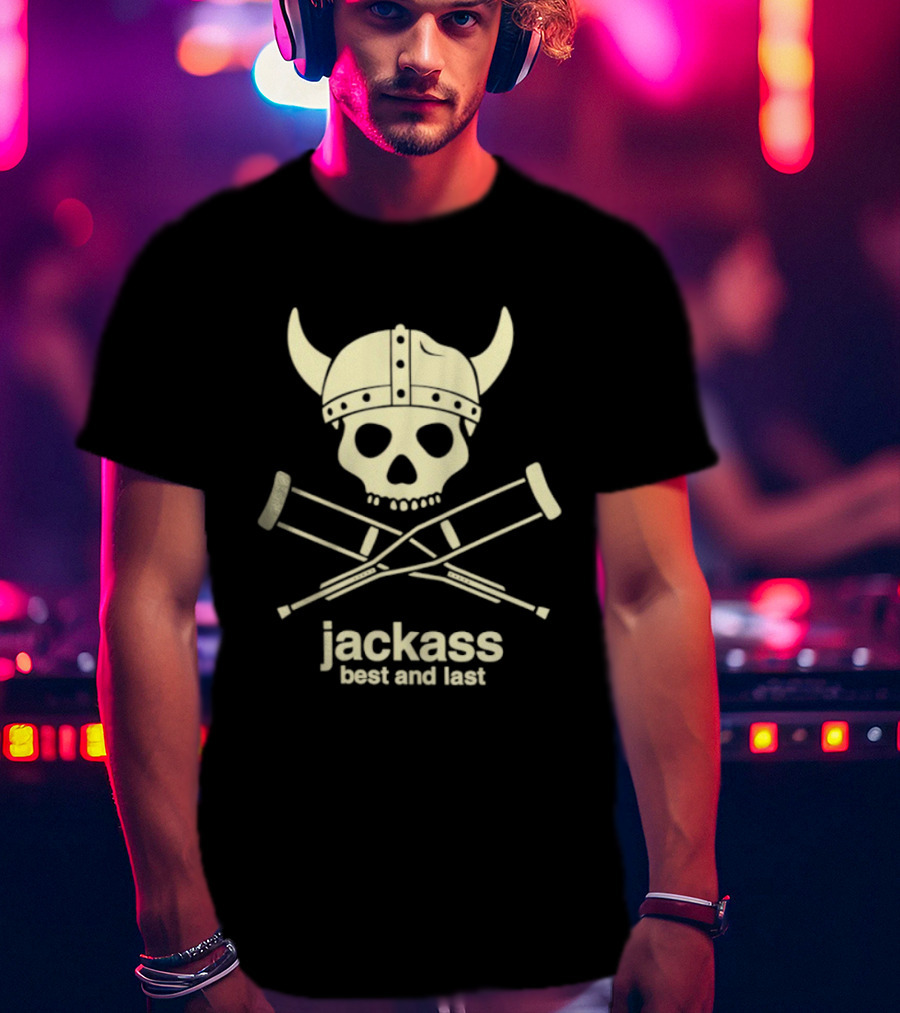 Jackass Best And Last Viking Skull With Crutches T-Shirt