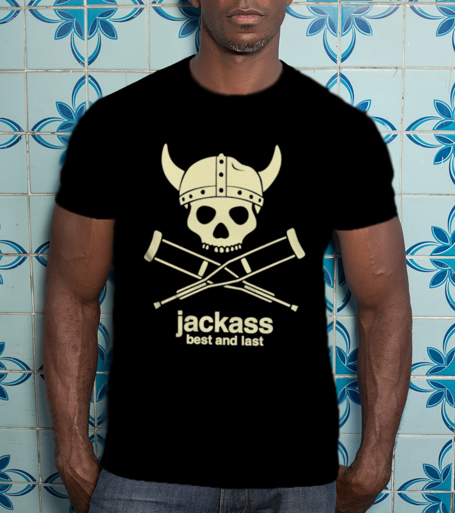 Jackass Best And Last Viking Skull With Crutches T-Shirt