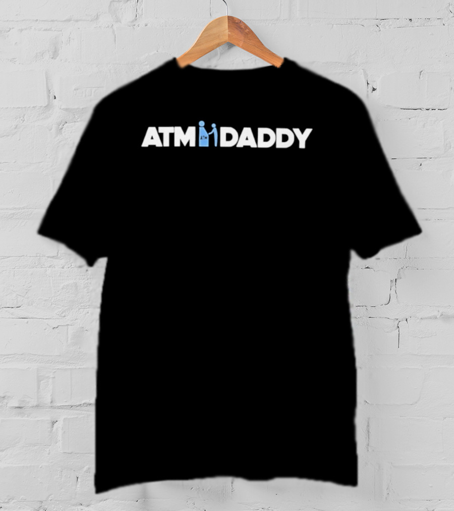 ATM Daddy Text With Iconic Figures In White T-Shirt