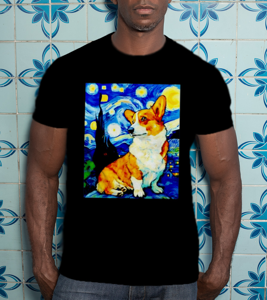 Corgi The Starry Night Vincent Van Gogh Dog Art Collaboration T-Shirt