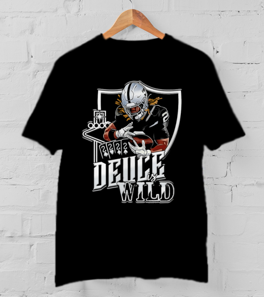 Deuce Is Wild Las Vegas Raiders Football Poker Theme Iconic Quarterback T-Shirt