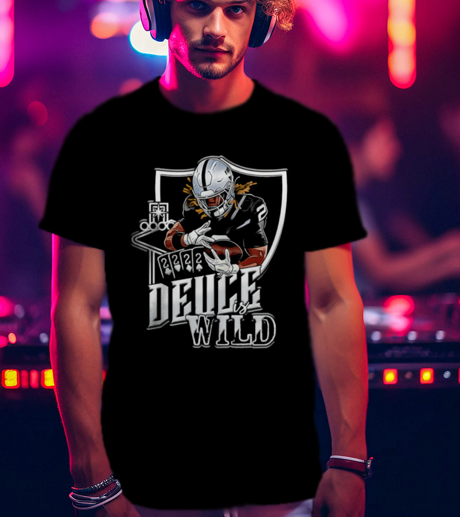 Deuce Is Wild Las Vegas Raiders Football Poker Theme Iconic Quarterback T-Shirt