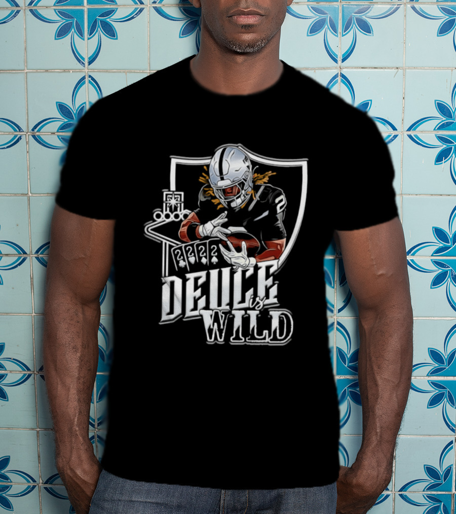 Deuce Is Wild Las Vegas Raiders Football Poker Theme Iconic Quarterback T-Shirt