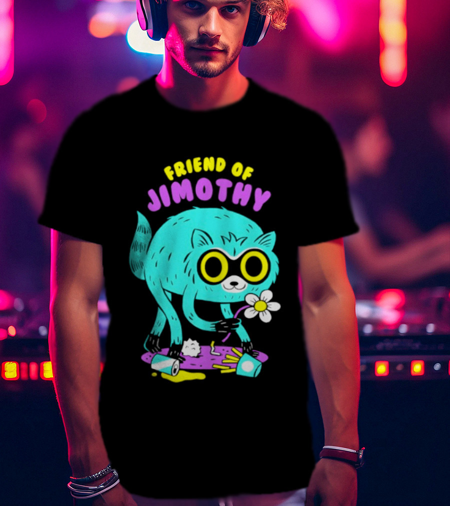 Friend Of Jimothy Raccoon Holding Flower Cute Cartoon T-Shirt