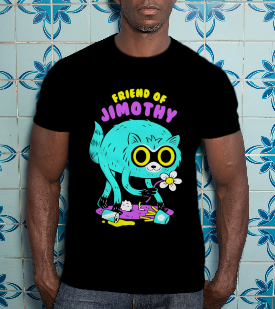 Friend Of Jimothy Raccoon Holding Flower Cute Cartoon T-Shirt