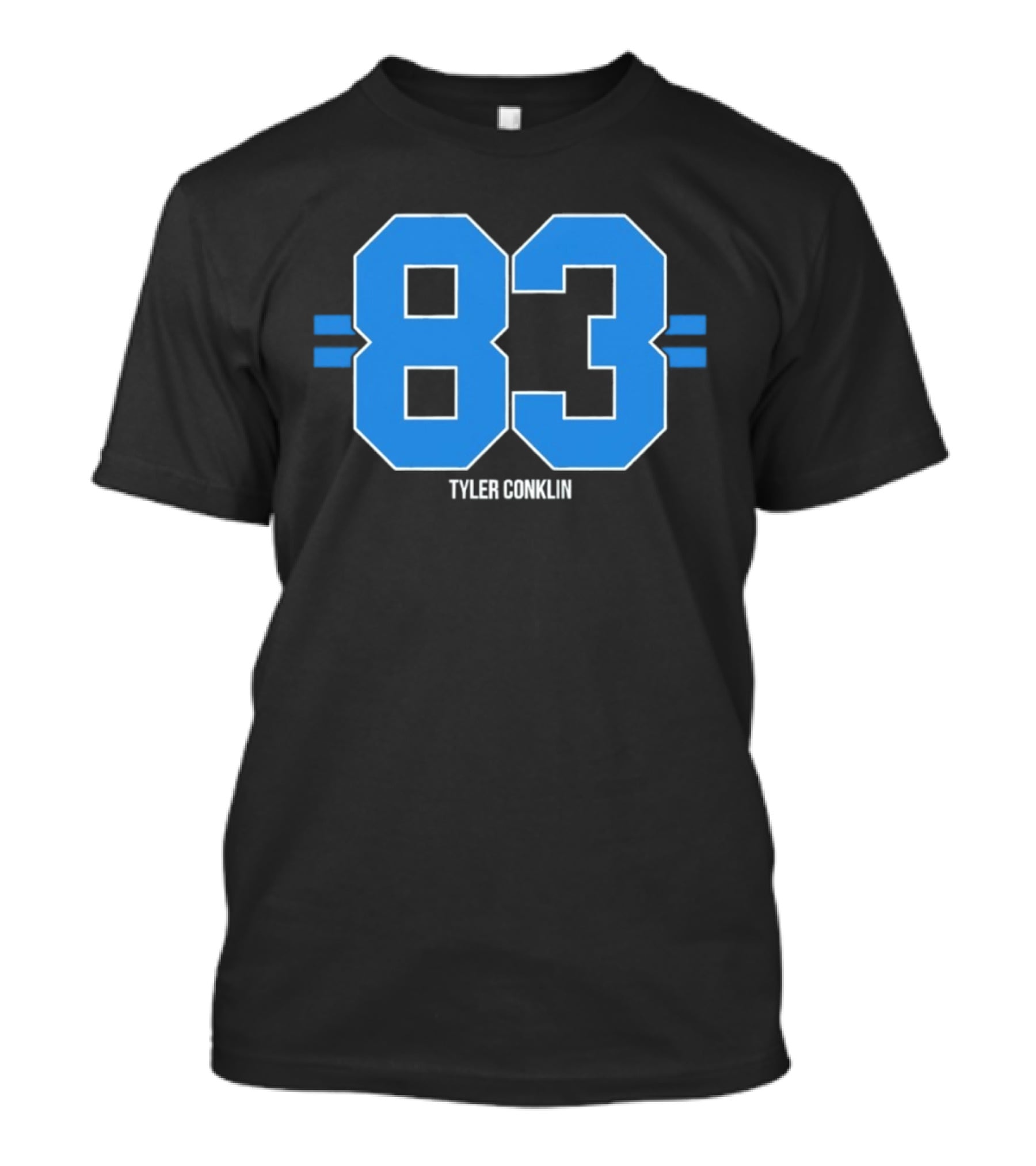Tyler Conklin 83 Blue Stripe Detroit Lions Number T-Shirt