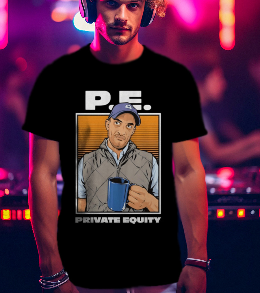 P.E. Guy Holding Coffee In Vest And Cap T-Shirt