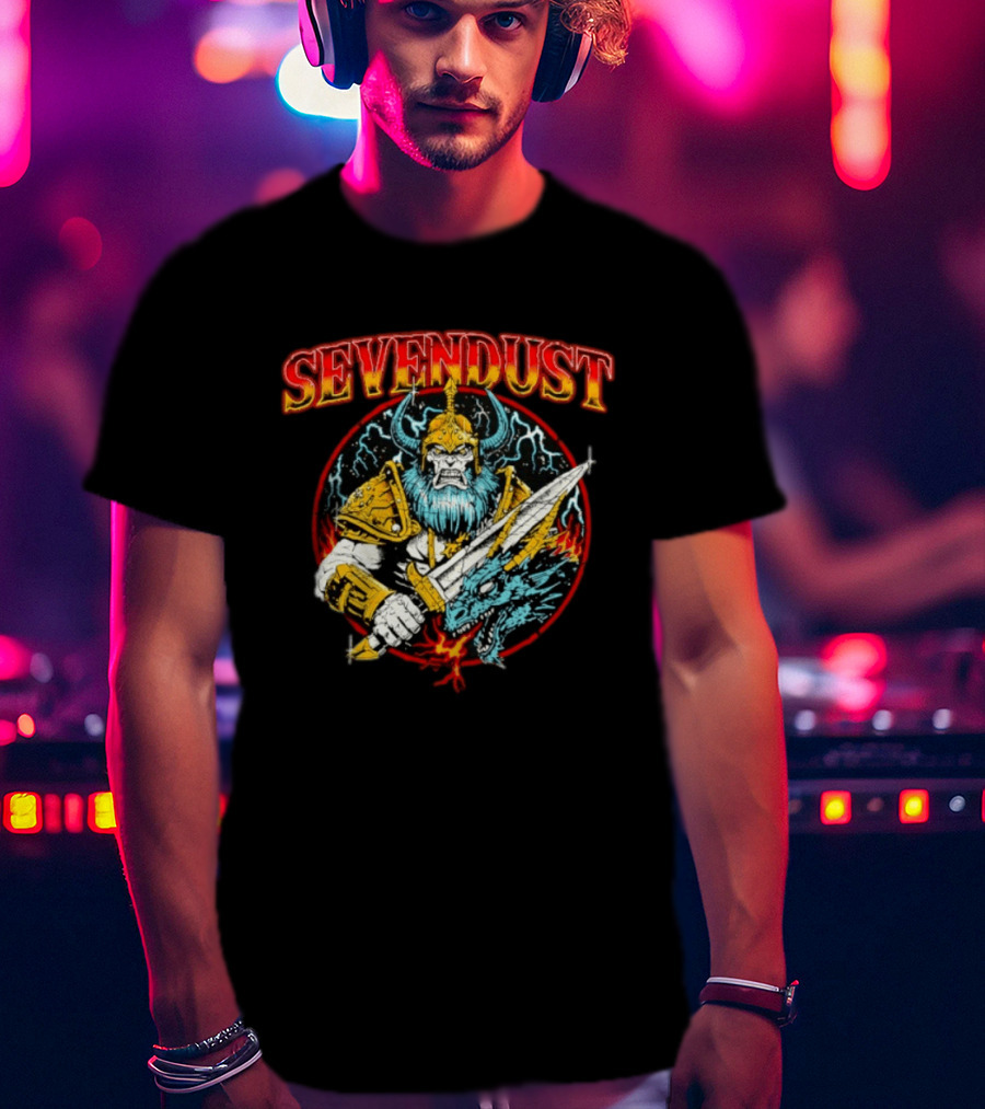 Sevendust Viking Warrior Dragon Battle Axe Power T-Shirt