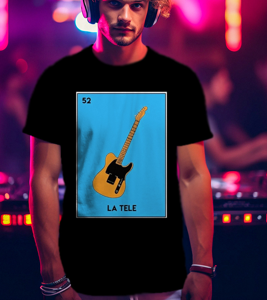 Jeff Garlin La Tele 52 Guitar Image With Number On Blue T-Shirt