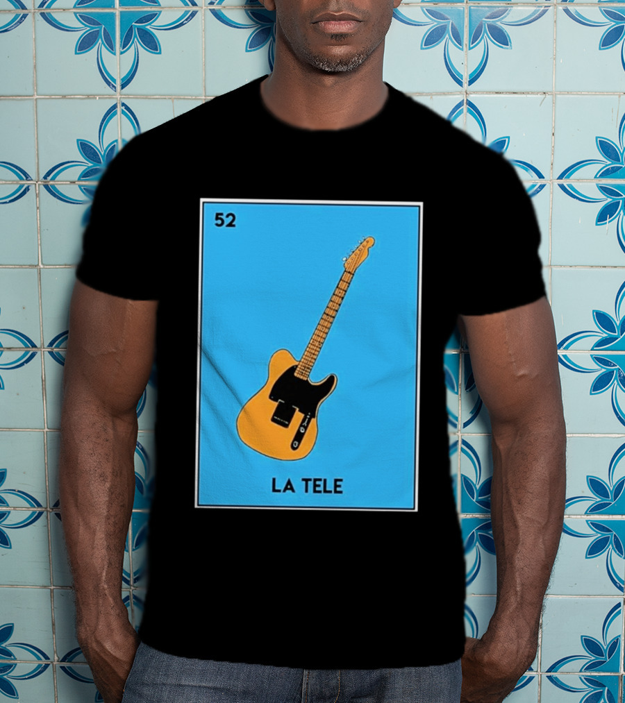 Jeff Garlin La Tele 52 Guitar Image With Number On Blue T-Shirt