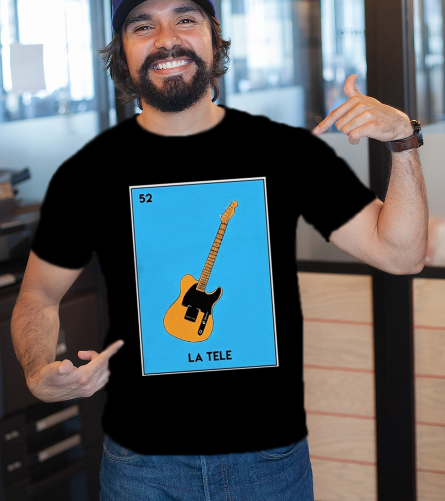 Jeff Garlin La Tele 52 Guitar Image With Number On Blue T-Shirt