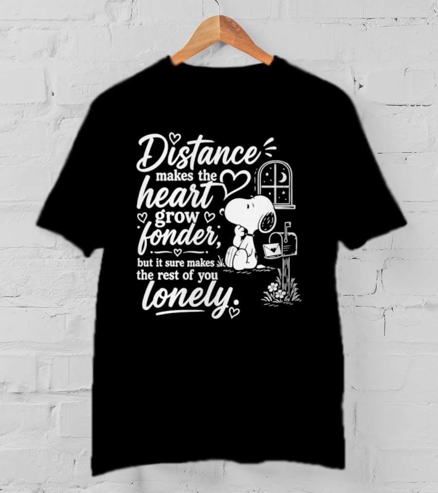 Snoopy Distance Makes The Heart Grow Fonder Lonely Mailbox Scene T-Shirt