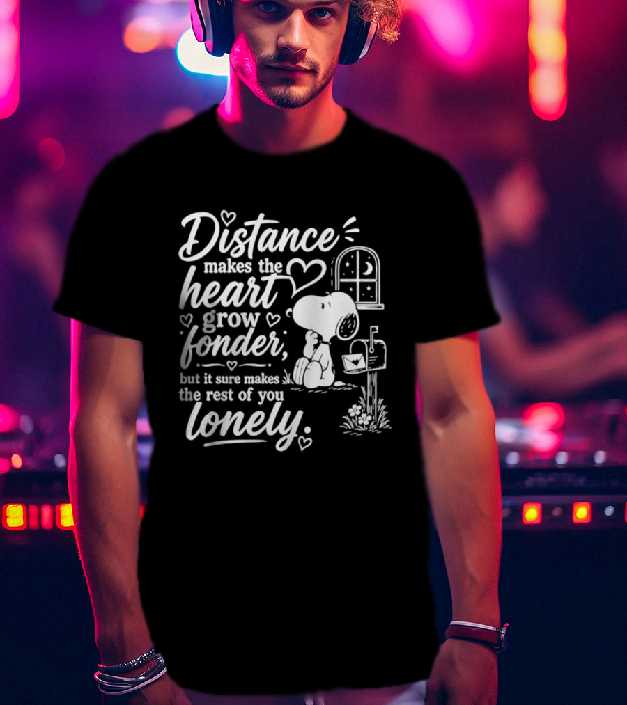 Snoopy Distance Makes The Heart Grow Fonder Lonely Mailbox Scene T-Shirt