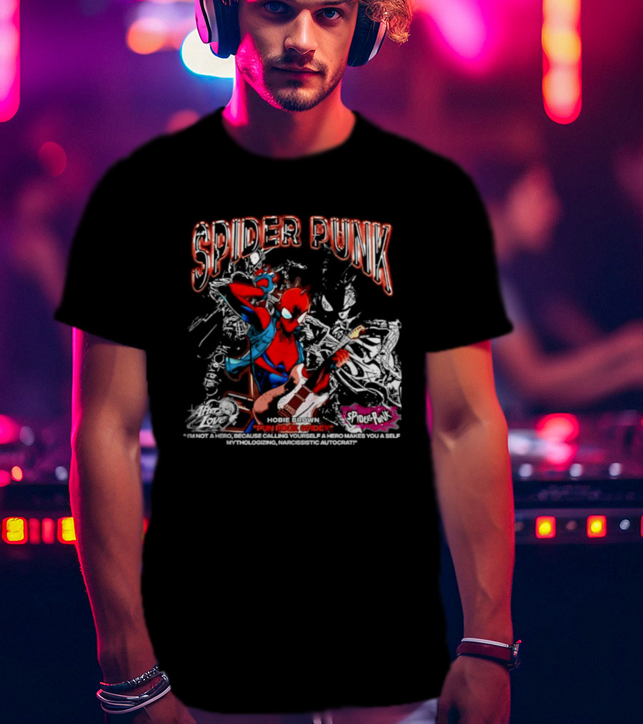 Spider Punk Hobie Brown Punk Rock Spider I Am Not A Hero T-Shirt