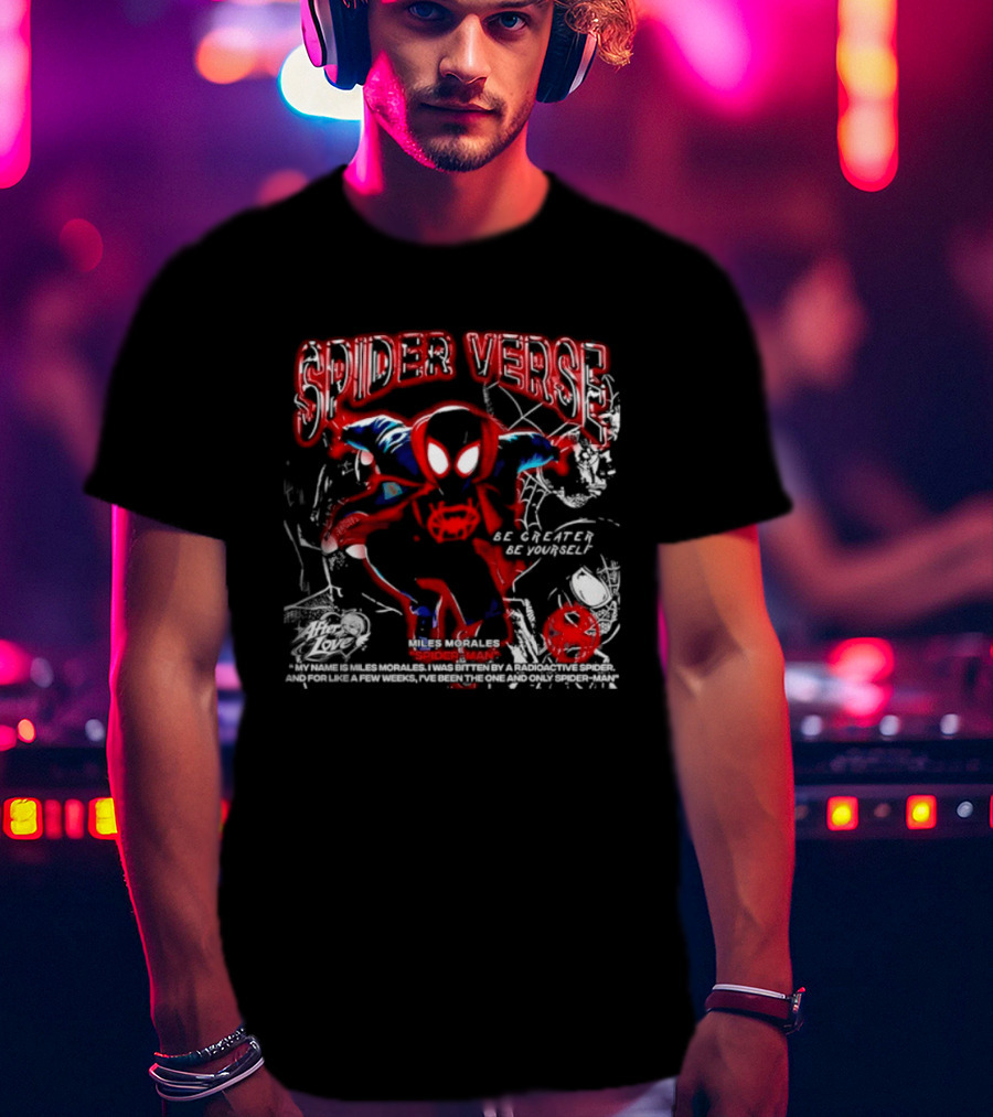 Spider Verse Miles Morales Be Greater Be Yourself Spider Man Marvel T-Shirt