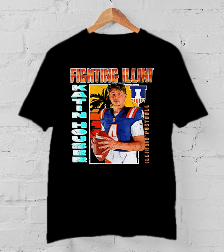 Fighting Illini Katin Houser Illinois Football 2026 NCAA Big Ten T-Shirt