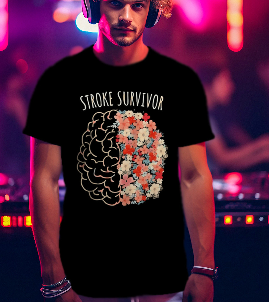 Stroke Survivor Brain With Floral T-Shirt