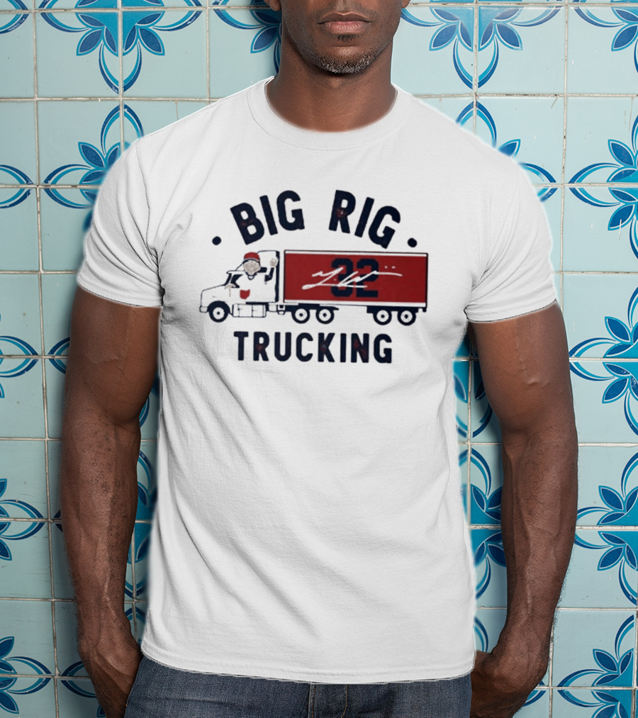 Big Rig Trucking 32 Cartoon Truck Driver With Red Cap T-Shirt