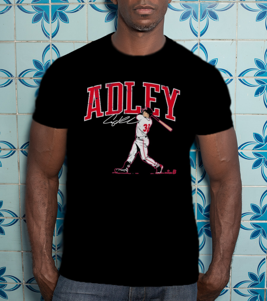 Adley Rutschman Baseball Swing Illustration With Signature T-Shirt