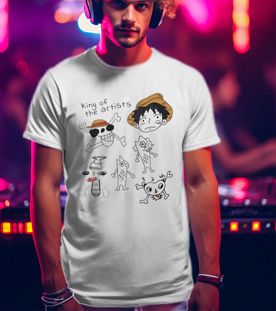 King Of The Artists One Piece Straw Hat Skull Luffy Sketches T-Shirt