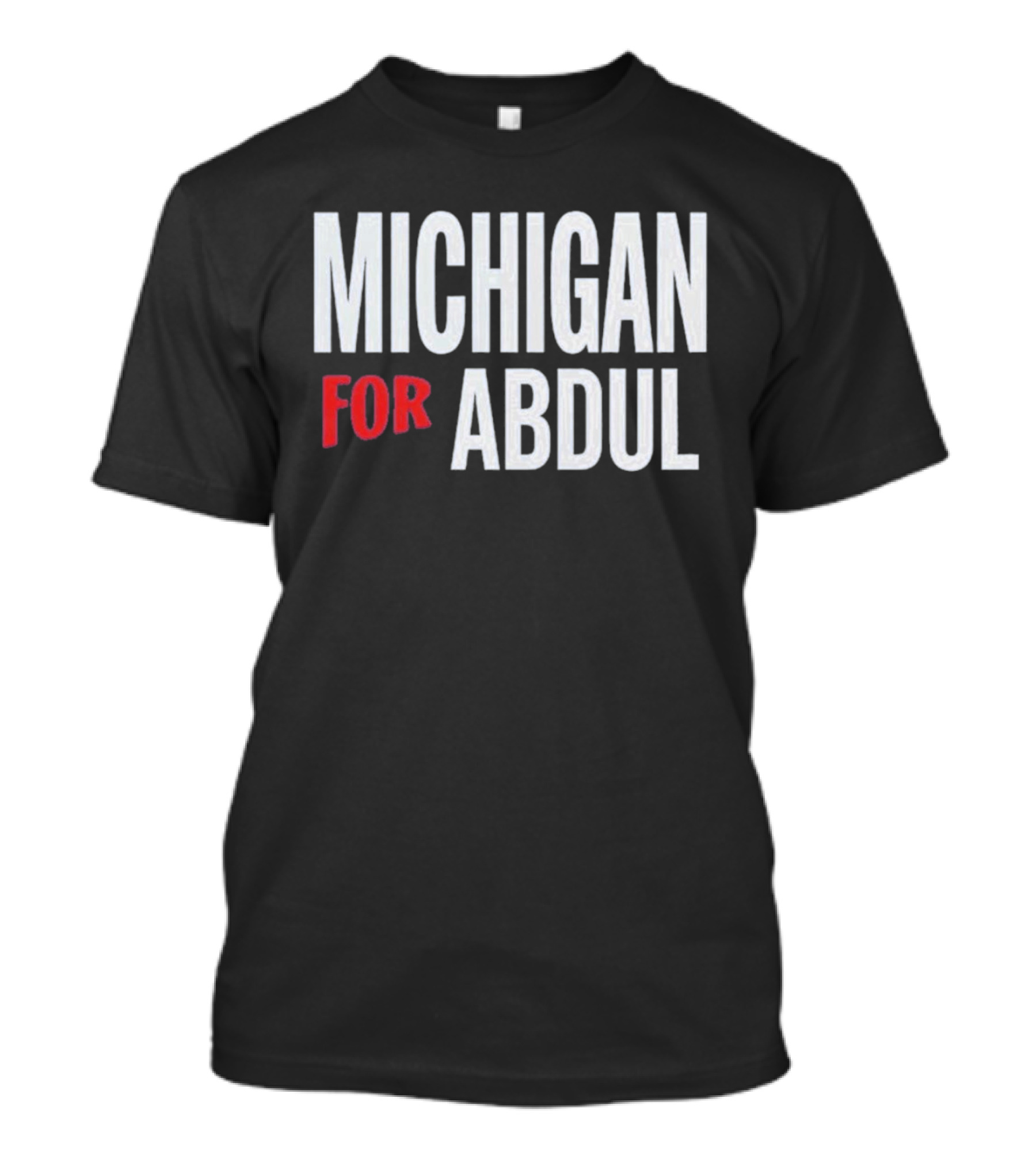 Michigan For Abdul Text Bold Red And White T-Shirt