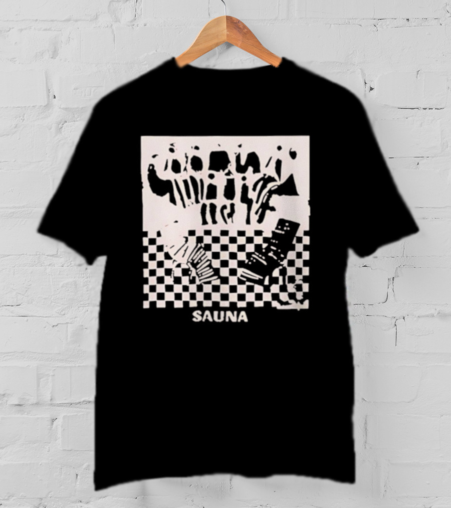 Sauna Checkered Patterns Accordion Instruments T-Shirt