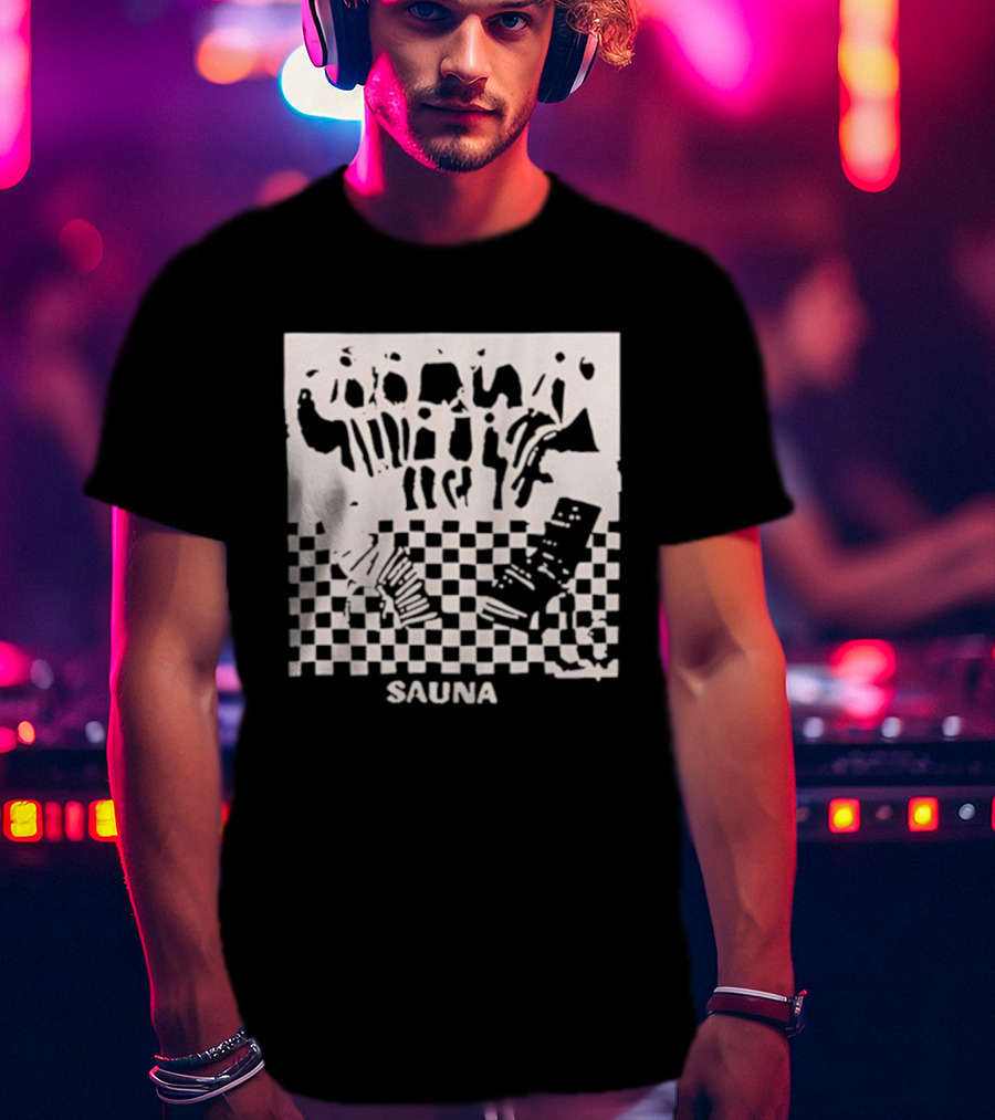 Sauna Checkered Patterns Accordion Instruments T-Shirt