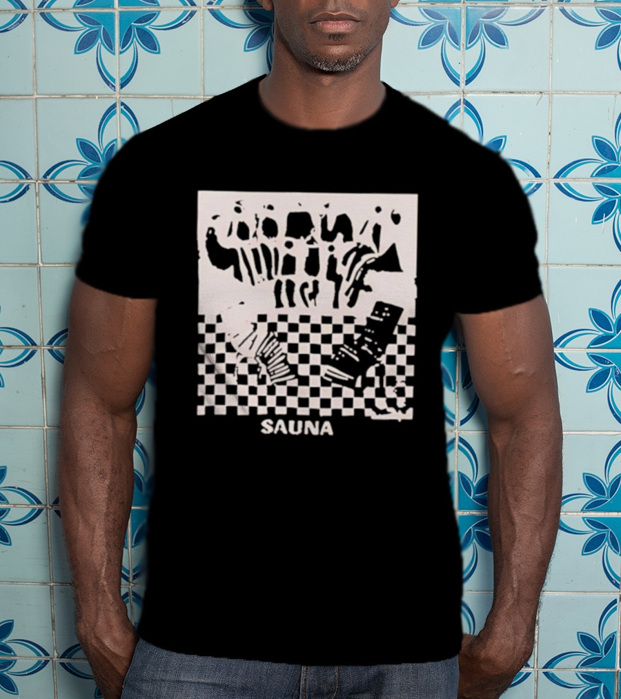 Sauna Checkered Patterns Accordion Instruments T-Shirt