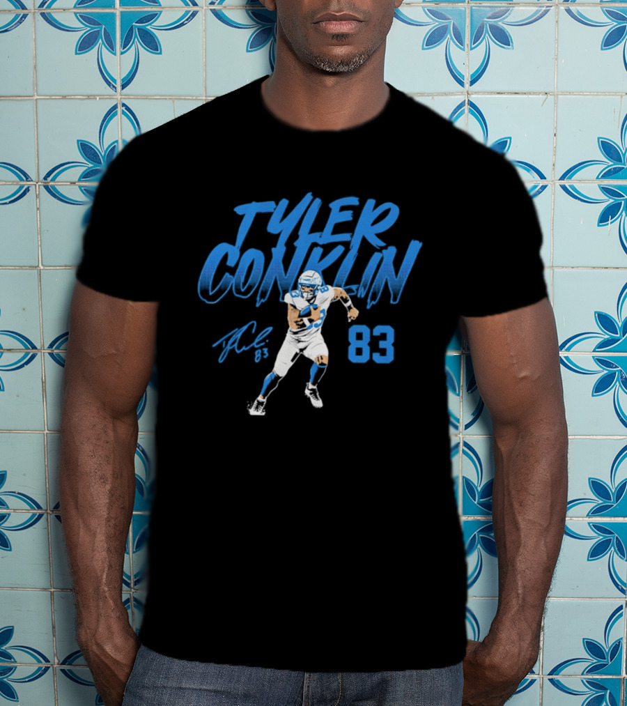 TYLER CONKLIN 83 Detroit Lions Dynamic Pose T-Shirt