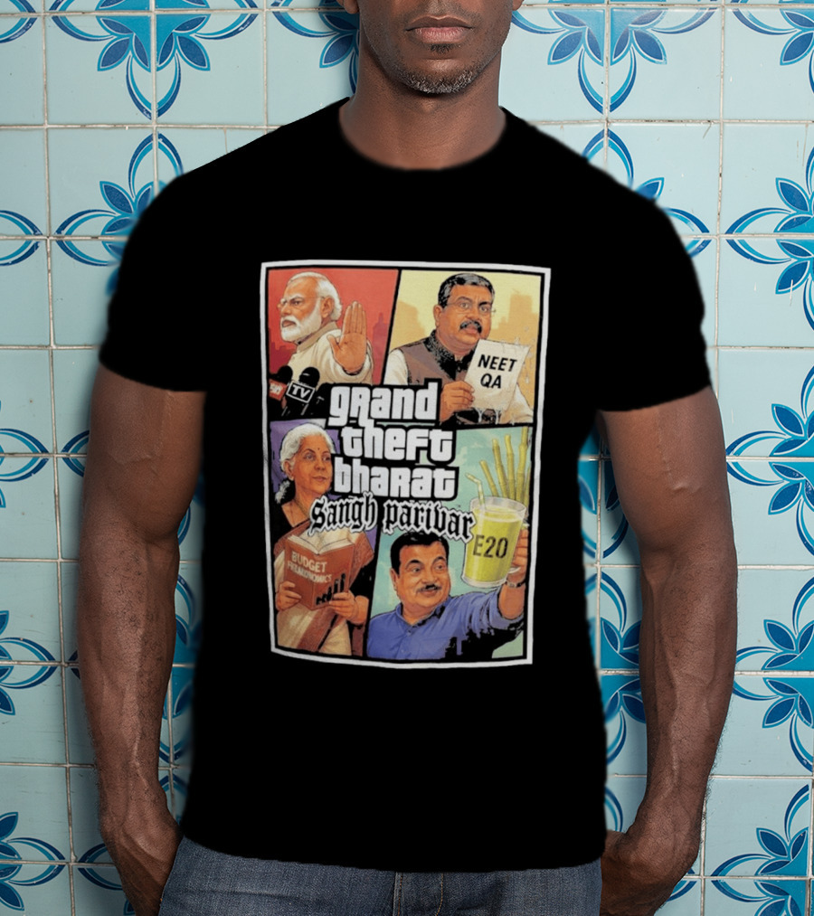 Grand Theft Bharat Sangh Parivar NEET QA Budget Perkonomics E20 T-Shirt