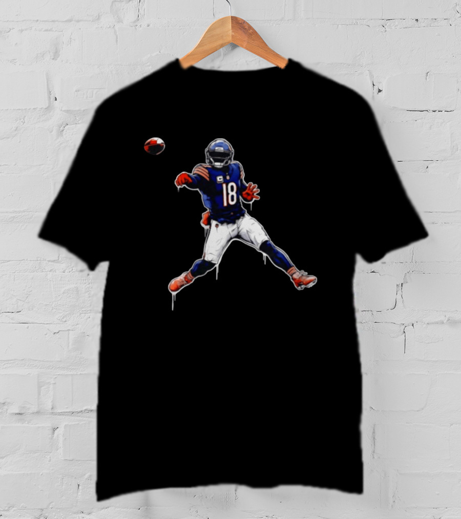 Chicago Bears Number 18 Quarterback Graffiti Style Football T-Shirt