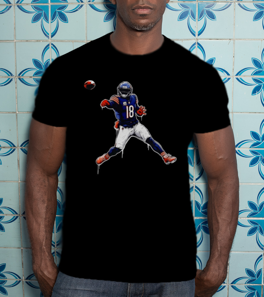 Chicago Bears Number 18 Quarterback Graffiti Style Football T-Shirt