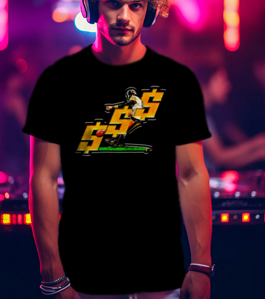 Pittsburgh Steelers Chris Boswell Kicking Football Dollar Sign T-Shirt