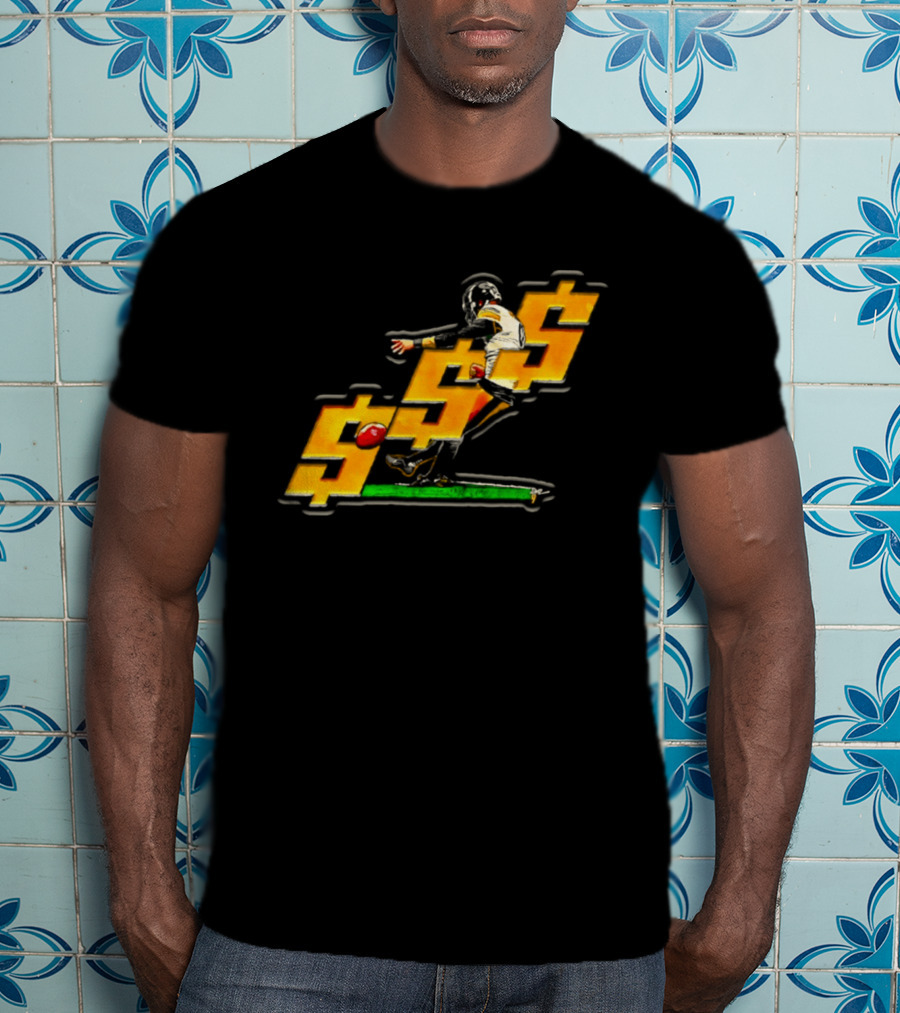 Pittsburgh Steelers Chris Boswell Kicking Football Dollar Sign T-Shirt