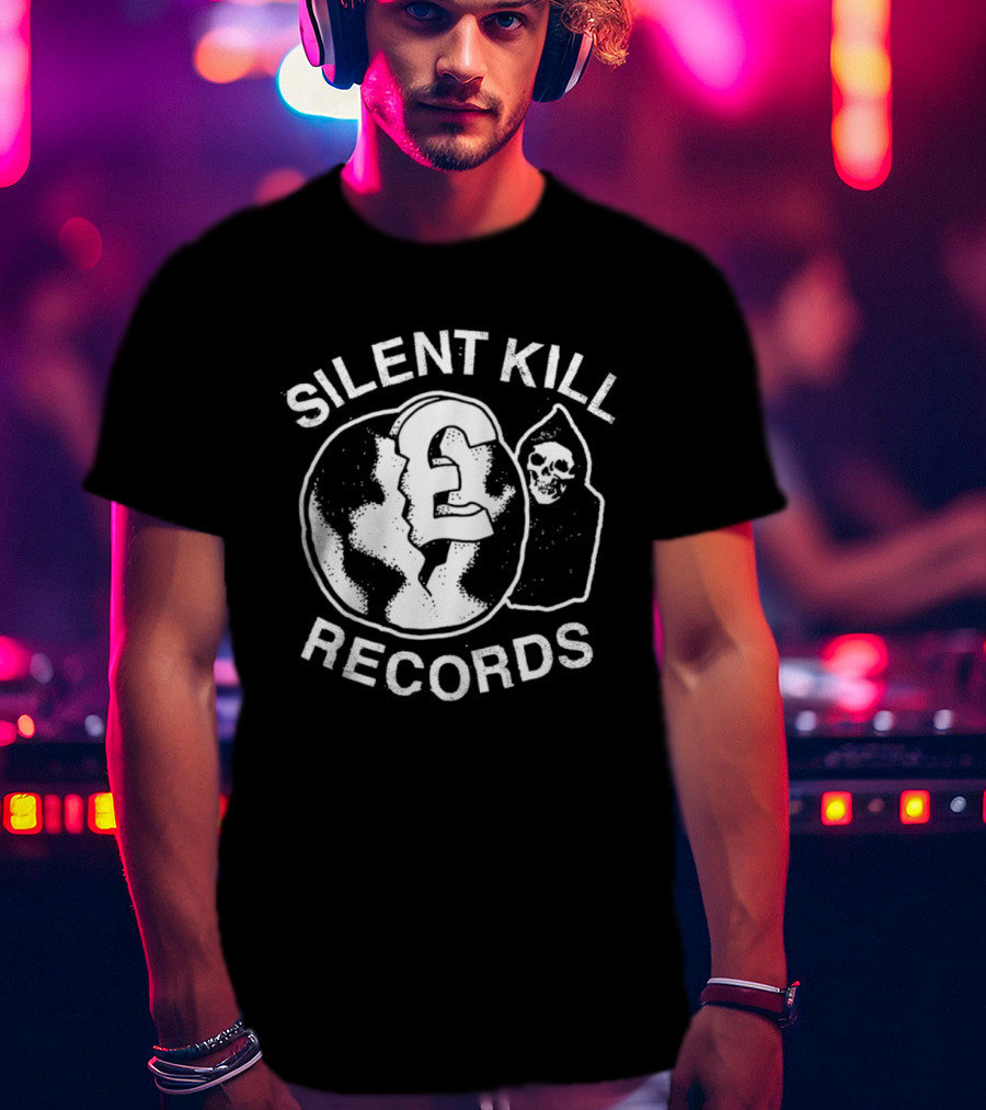 Silent Kill Records Skull Punk Logo Earth T-Shirt