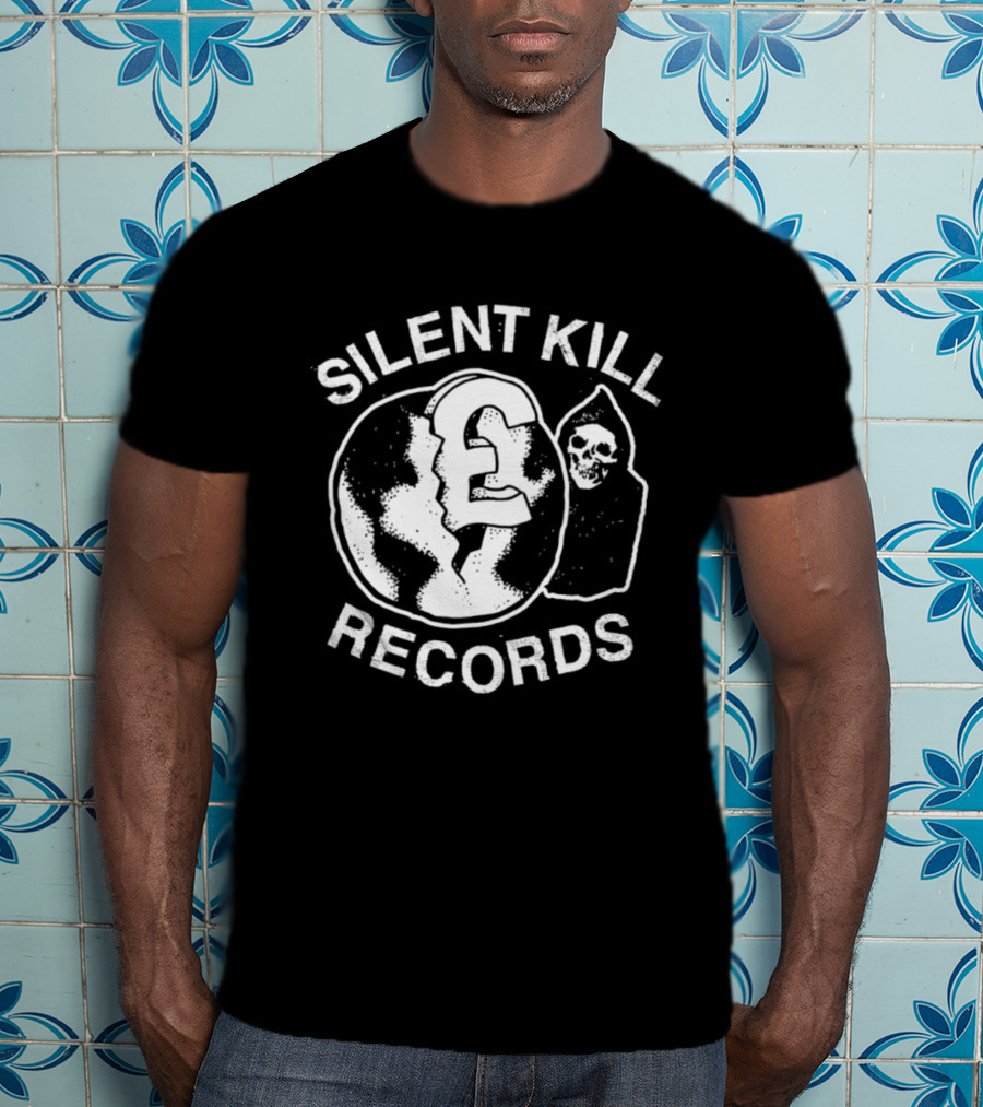 Silent Kill Records Skull Punk Logo Earth T-Shirt