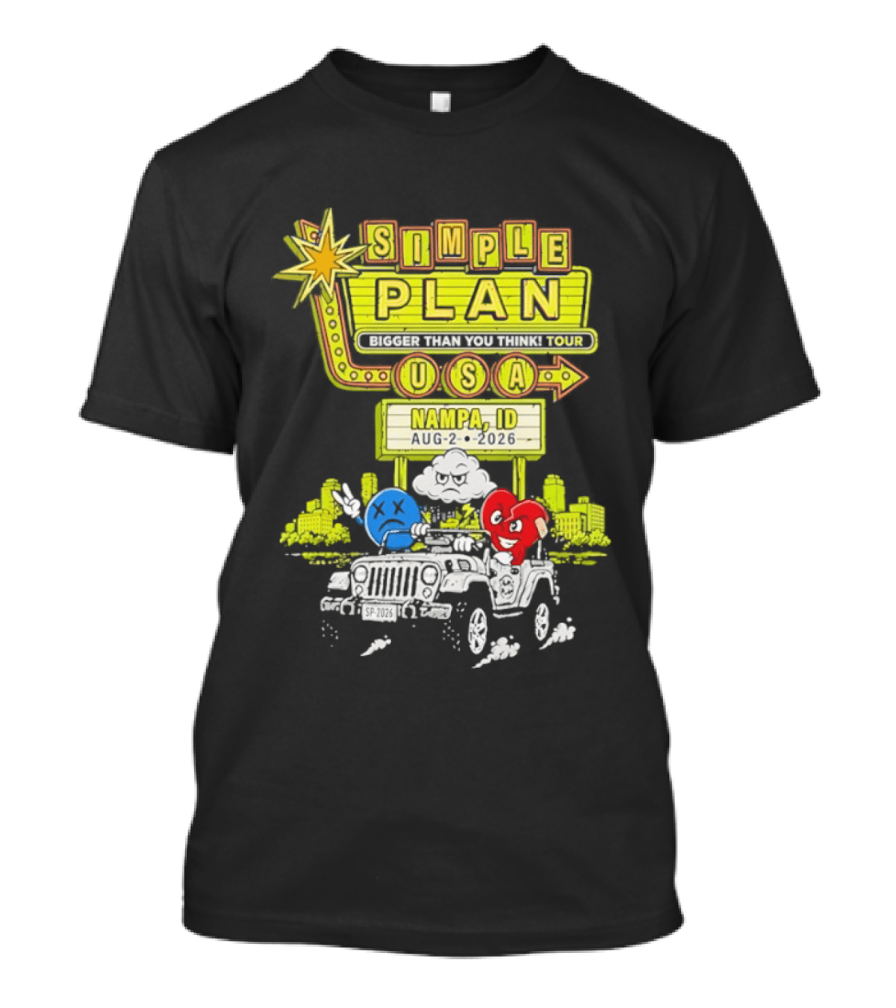Simple Plan Bigger Than You Think Tour Nampa ID USA August 2 2026 T-Shirt