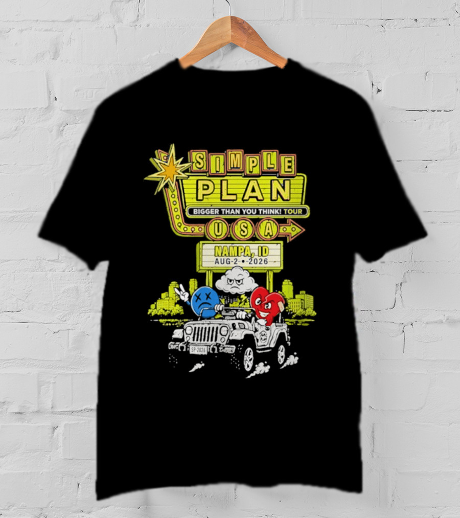 Simple Plan Bigger Than You Think Tour Nampa ID USA August 2 2026 T-Shirt