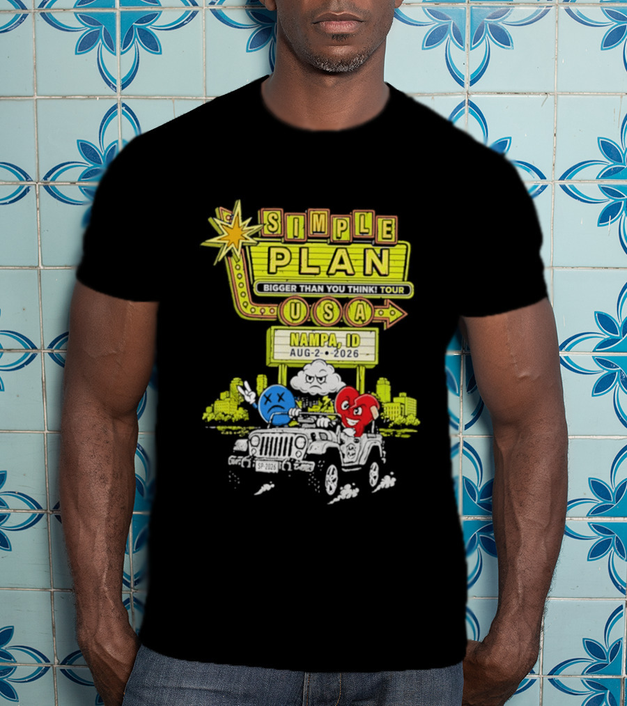 Simple Plan Bigger Than You Think Tour Nampa ID USA August 2 2026 T-Shirt