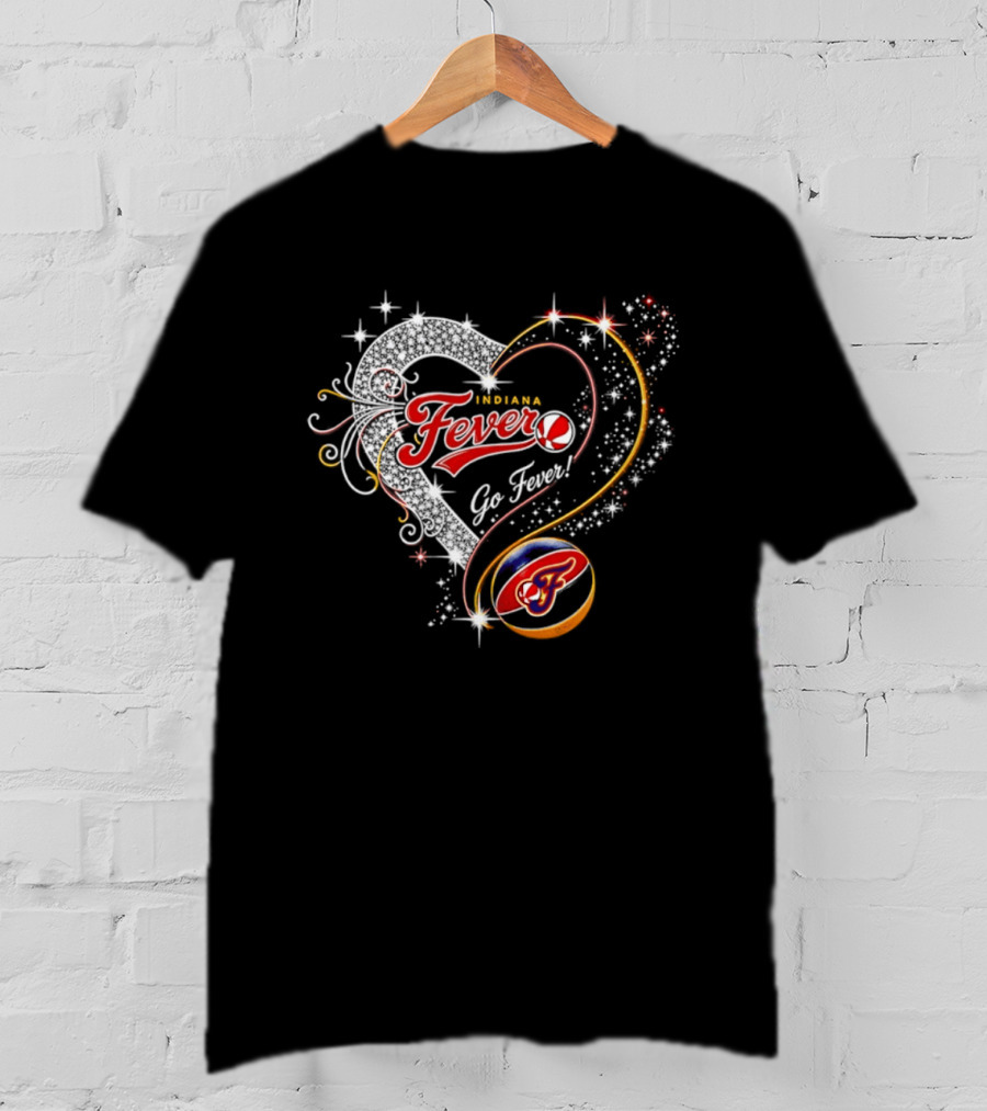 Indiana Fever Heart Go Fever Diamond Sparkle T-Shirt