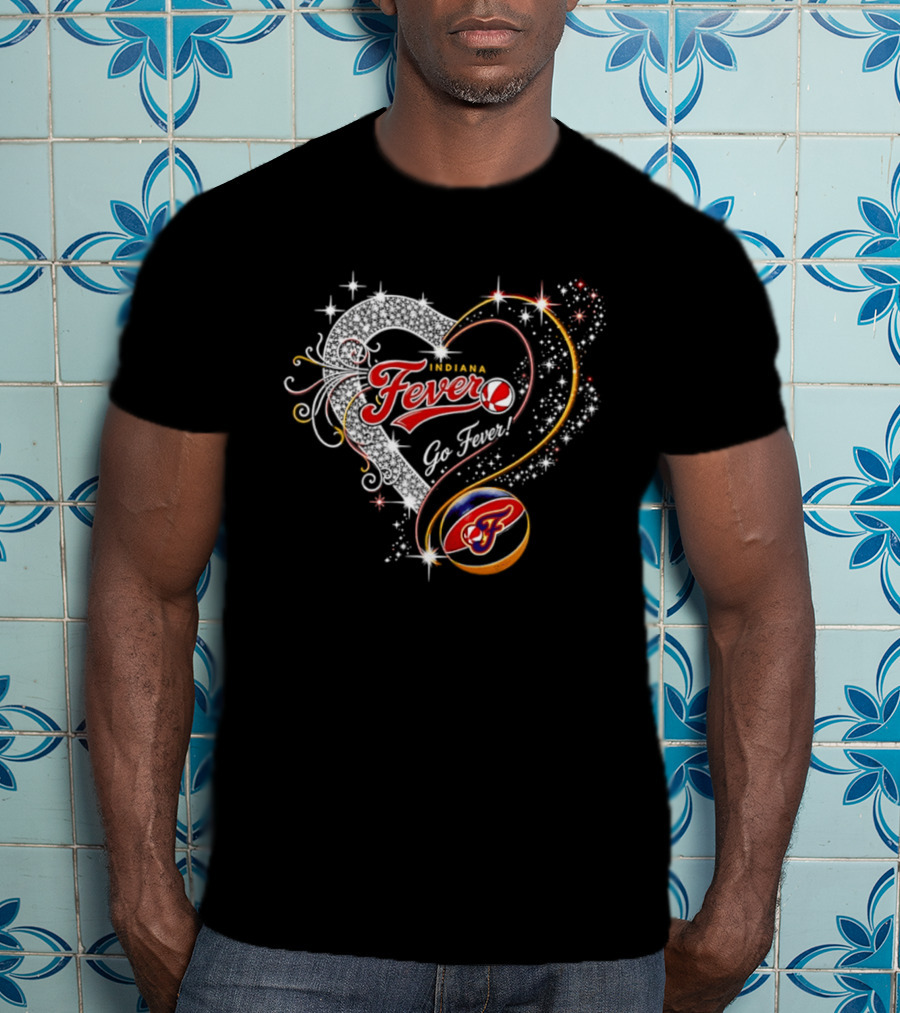 Indiana Fever Heart Go Fever Diamond Sparkle T-Shirt