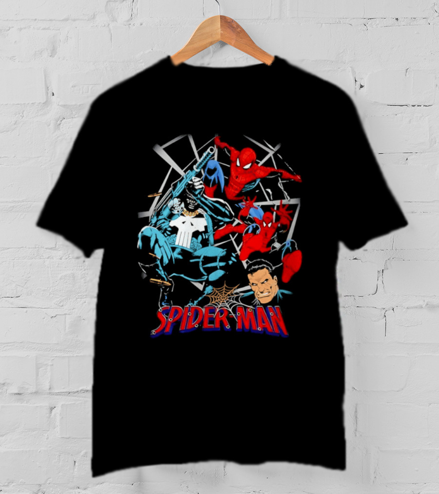 Spider Man Punisher Marvel Comics Crossover Action T-Shirt