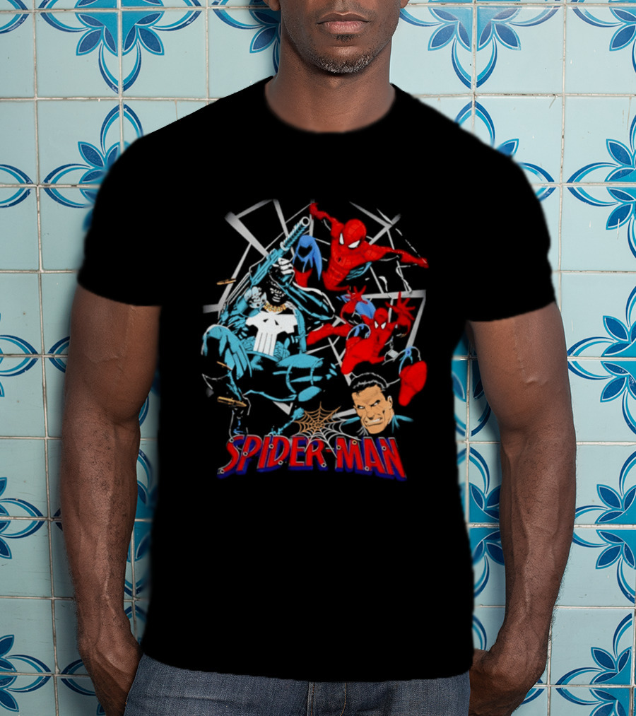 Spider Man Punisher Marvel Comics Crossover Action T-Shirt