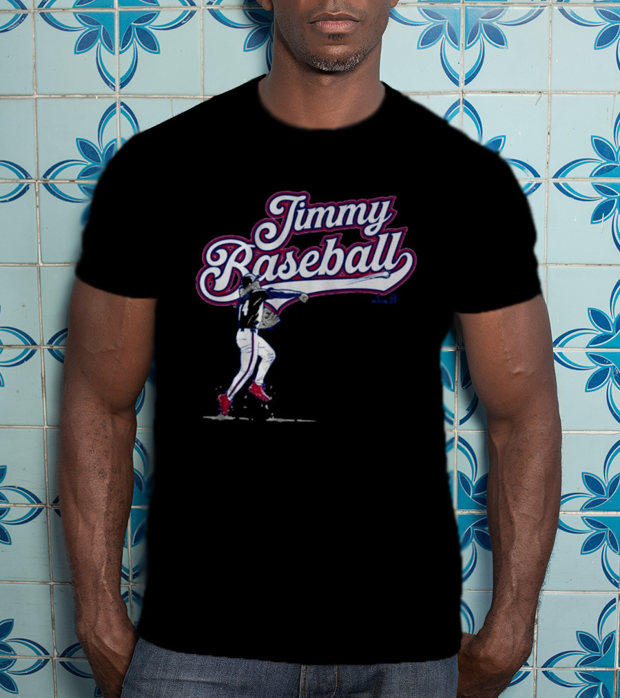 Jimmy Baseball Vintage Style Player Swinging Bat T-Shirt
