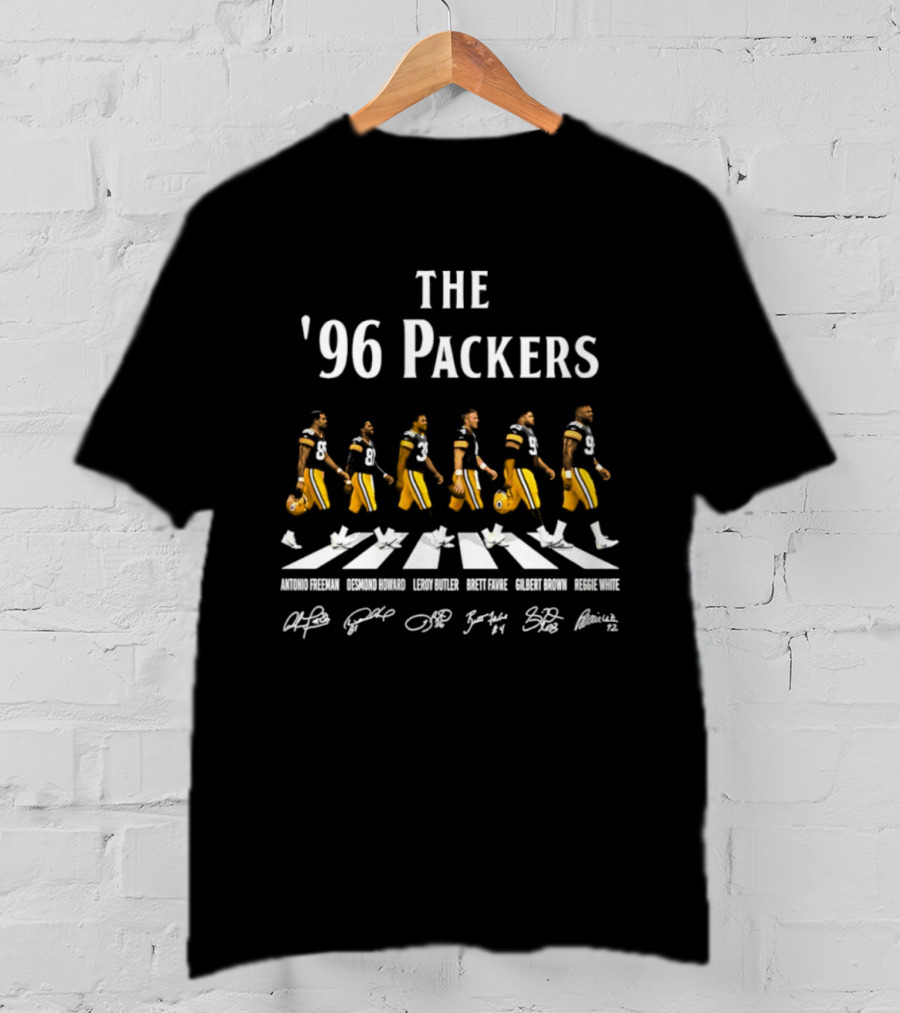 96 Packers Antonio Freeman Desmond Howard Leroy Butler Brett Favre Gilbert Brown Reggie White Signatures Green Bay Packers T-Shirt