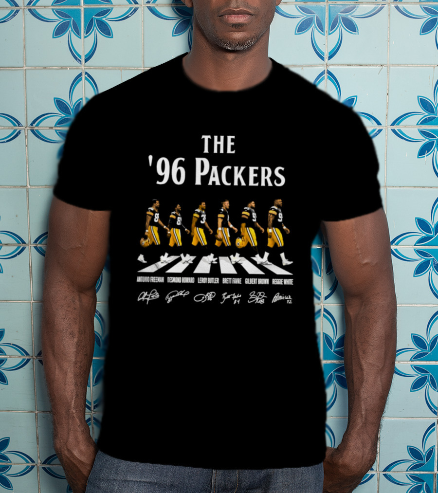 96 Packers Antonio Freeman Desmond Howard Leroy Butler Brett Favre Gilbert Brown Reggie White Signatures Green Bay Packers T-Shirt