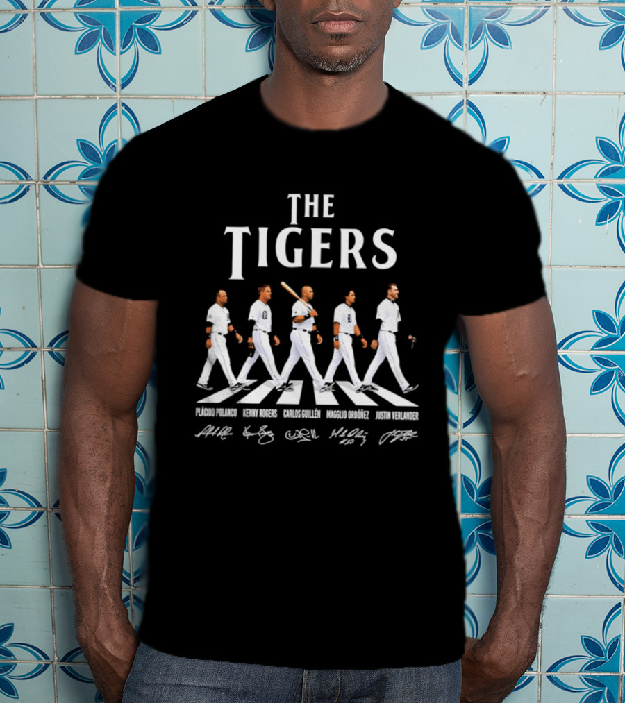 The Tigers Plácido Polanco Kenny Rogers Carlos Guillén Magglio Ordóñez Justin Verlander Detroit Abbey Road Baseball Players T-Shirt