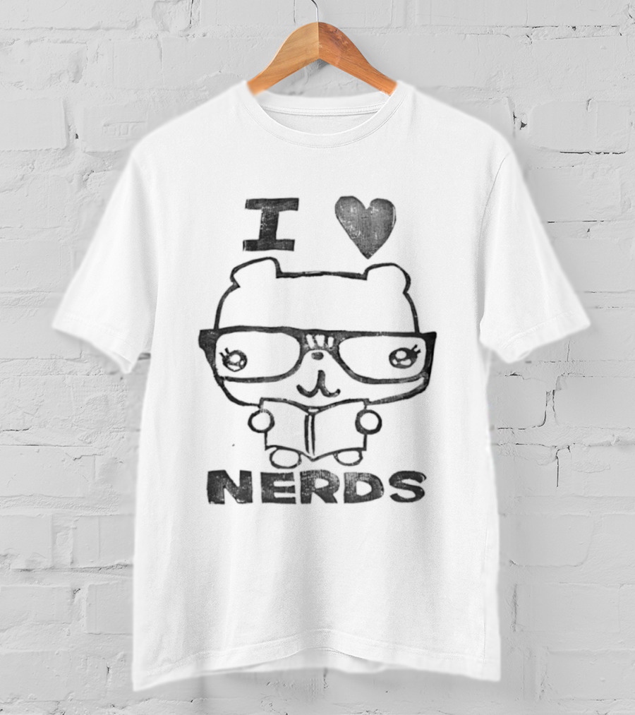 I Love Nerds Bear Reading Book Glasses T-Shirt
