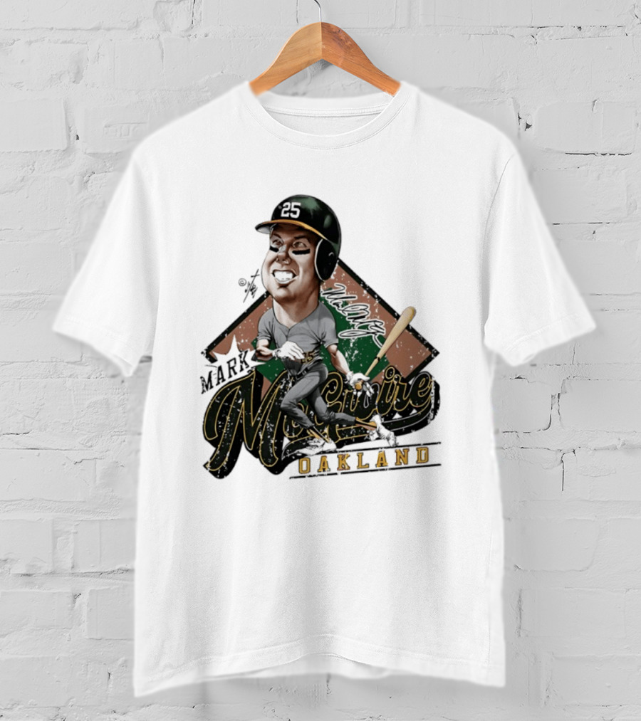 Mark McGwire Oakland Athletics Baseball Caricature Bruce Stark T-Shirt