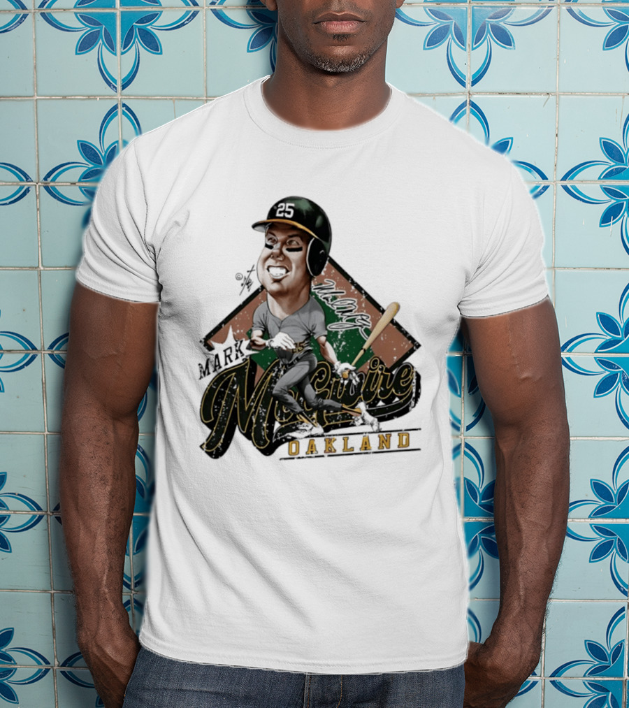 Mark McGwire Oakland Athletics Baseball Caricature Bruce Stark T-Shirt